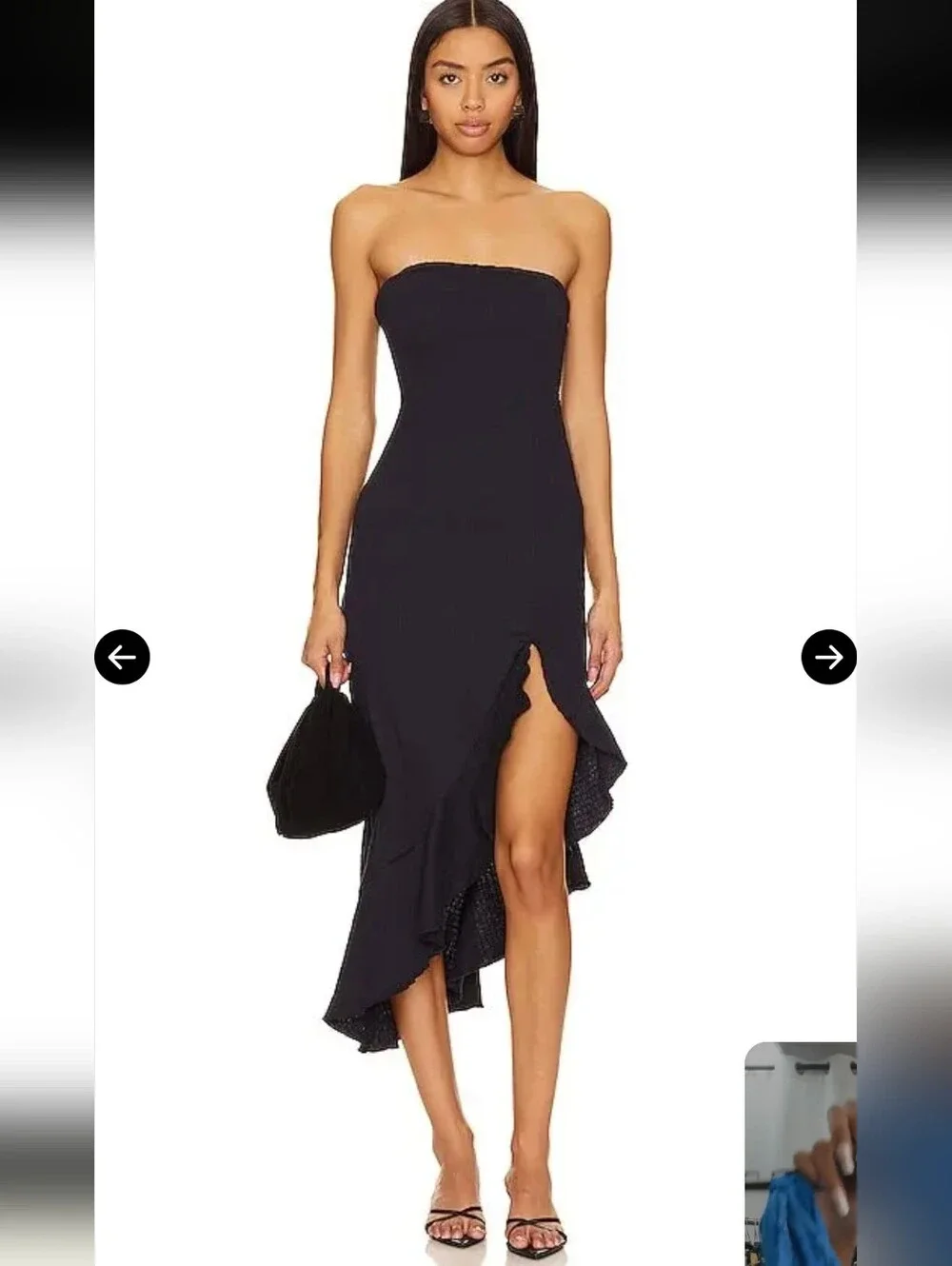 Free People Black Strapless Ruffle High-Low Dress